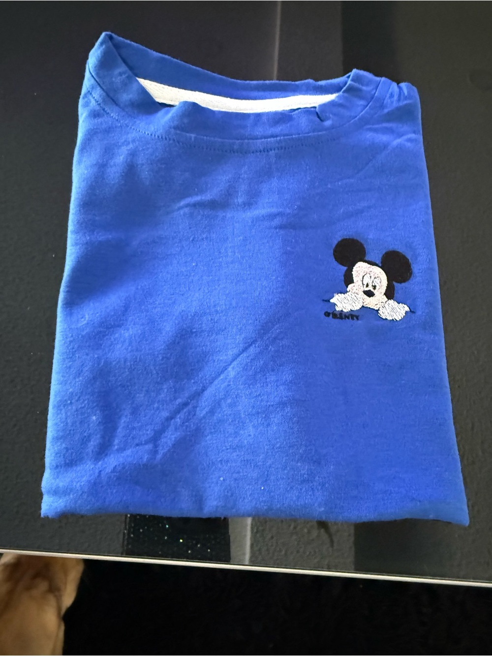 EMBROIDERED Disney Blue Short Sleeve Tee with Mickey Mouse NWOT